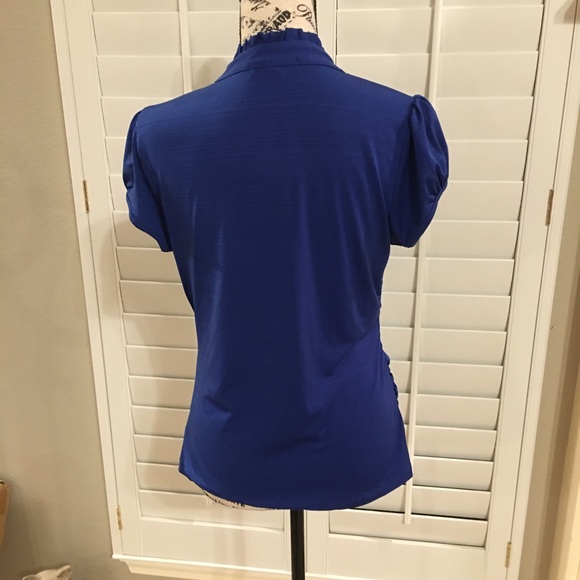 Heart Soul blue Keyhole Ruffle Front Bodycon Blouse Top Size XL - Picture 4 of 16